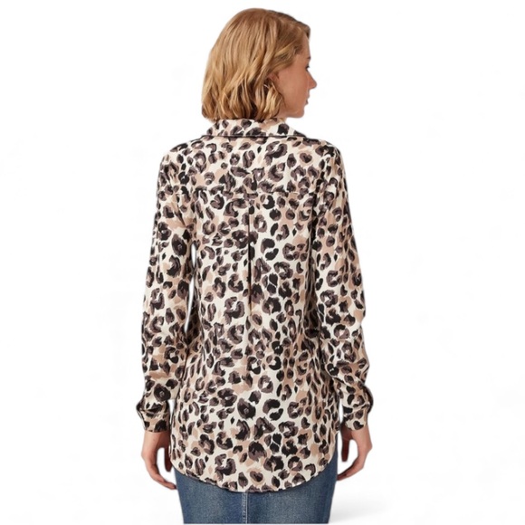 BIG DART Long Sleeve Button Front Shirt Top Size XL Leopard Print Brown Tan NWOT - Picture 1 of 16